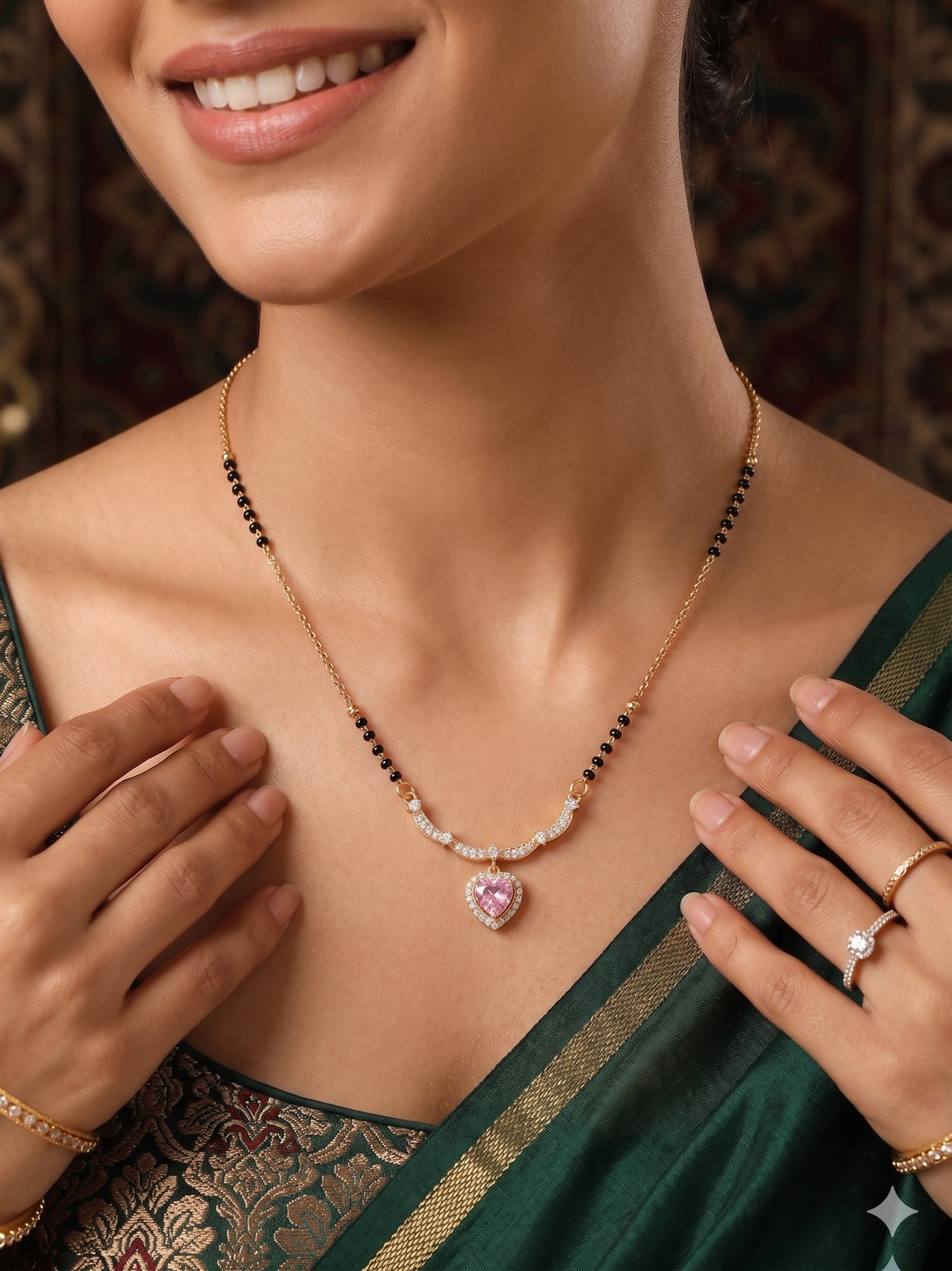 Rosé Heart Charm Mangalsutra
