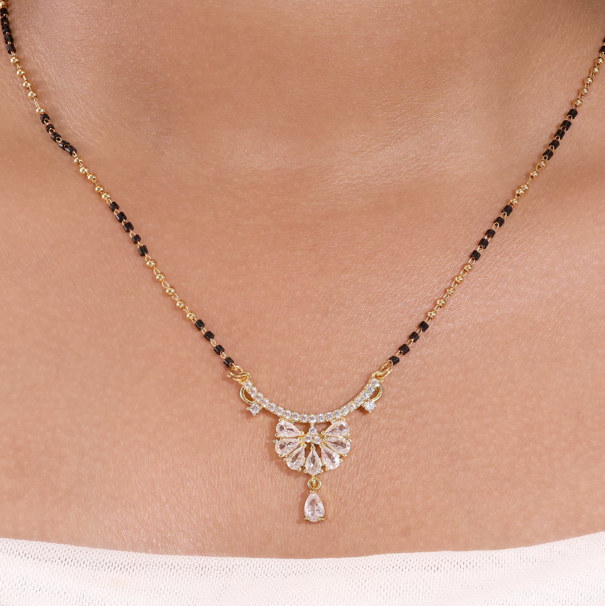 KRINIVA Royal Blossom CZ Mangalsutra for Women
