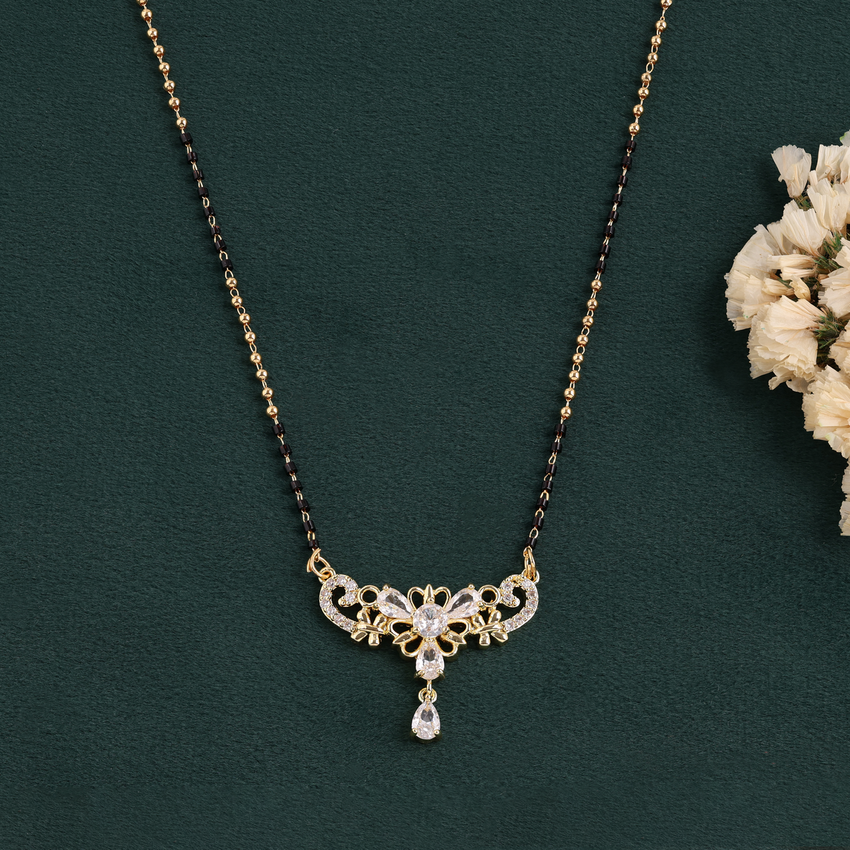 KRINIVA Floral Elegance CZ Mangalsutra for Women