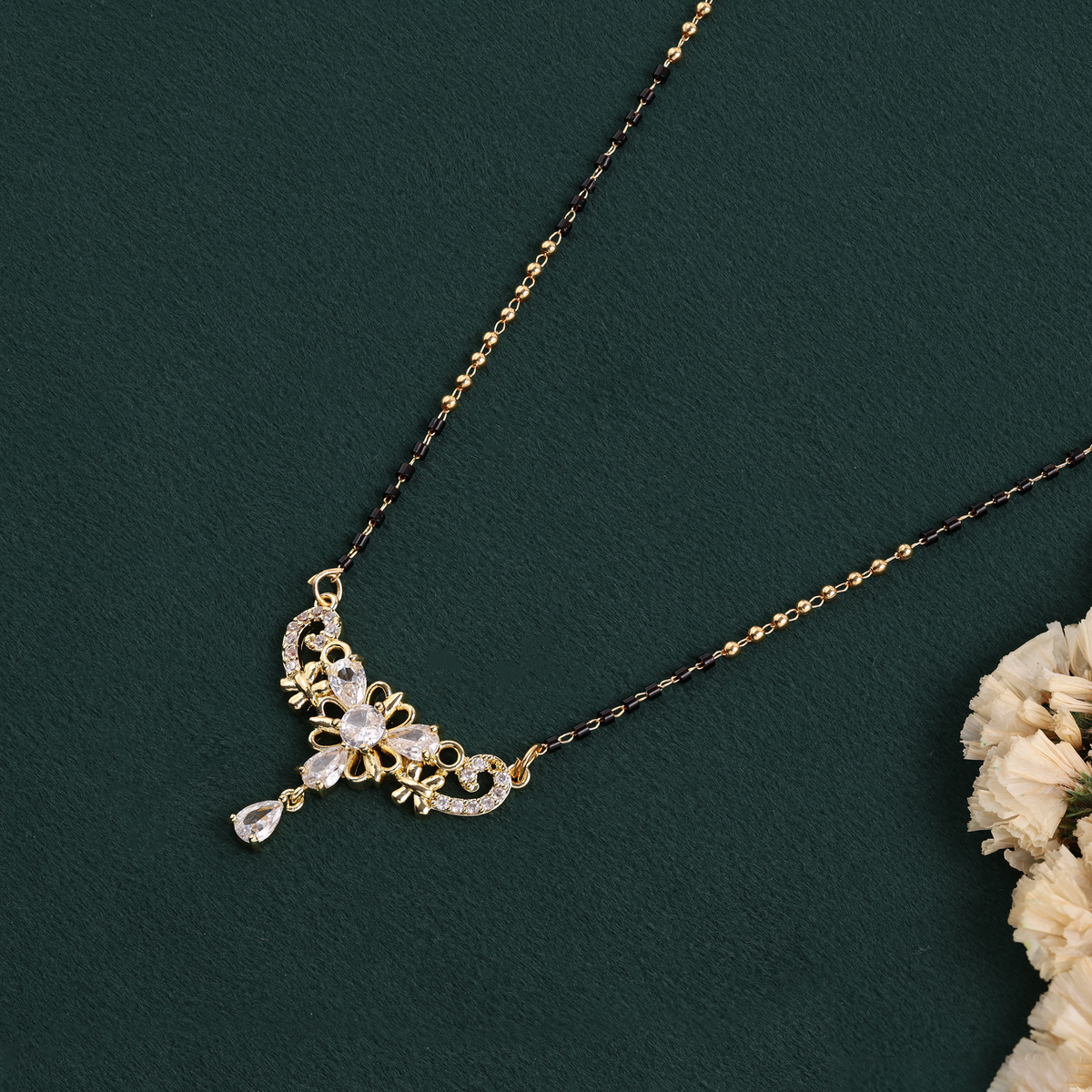 KRINIVA Floral Elegance CZ Mangalsutra for Women