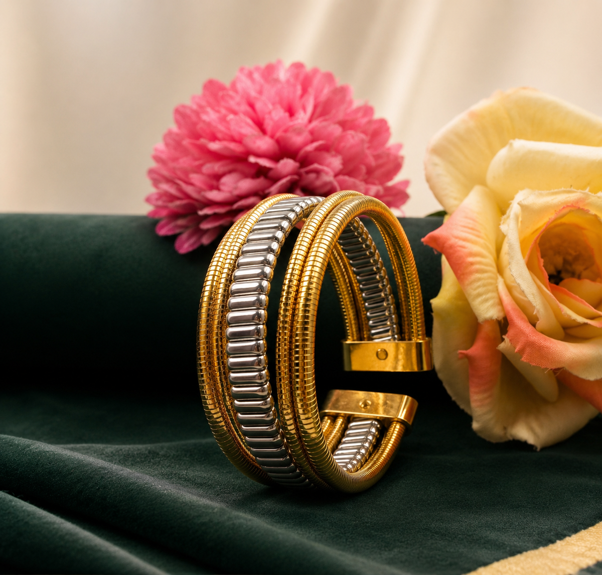KRINIVA Gold-Plated Textured Kada Bangles for Women |