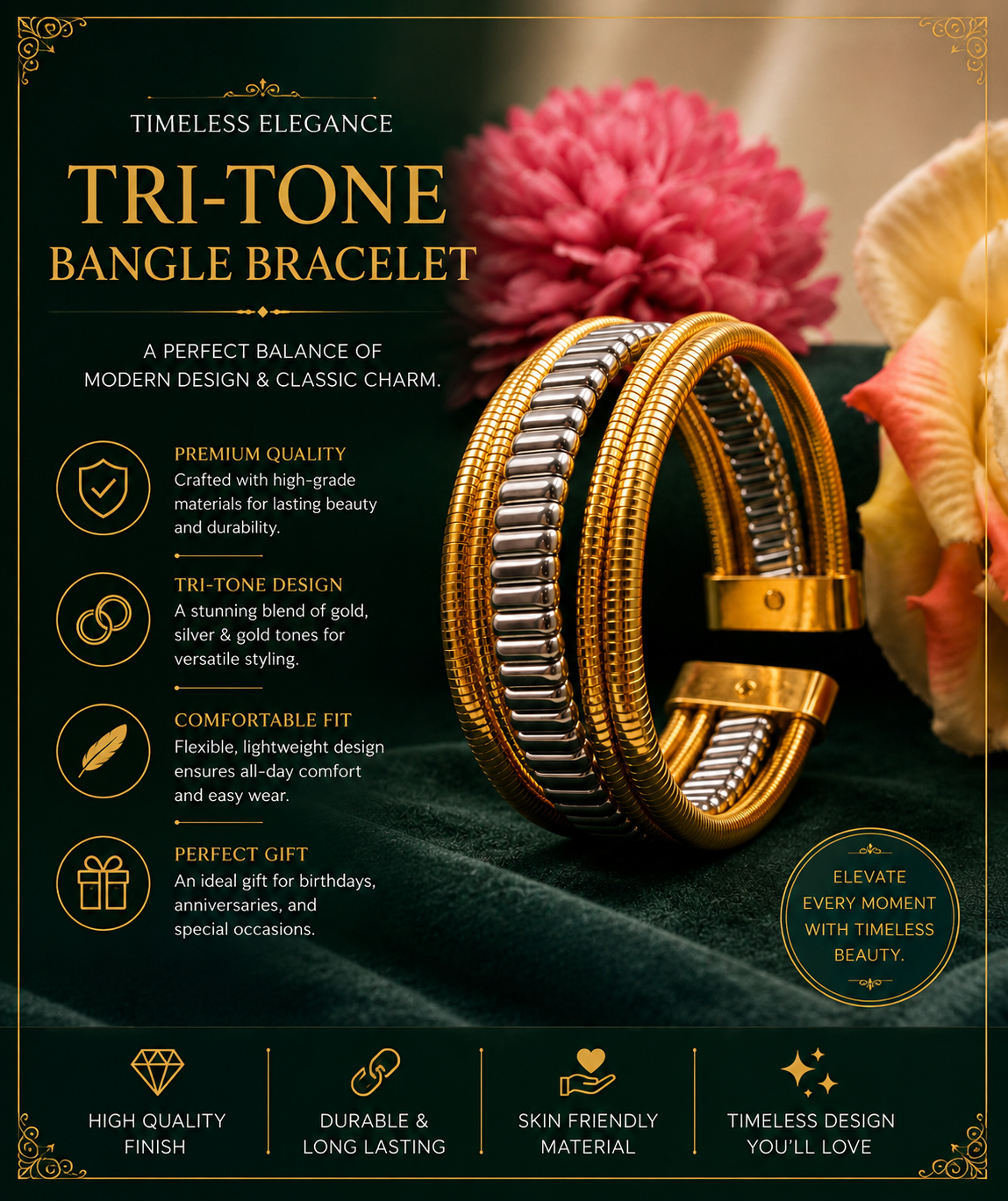 KRINIVA Gold-Plated Textured Kada Bangles for Women |