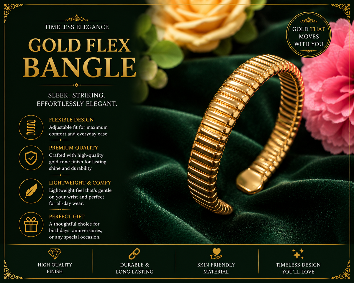 KRINIVA Gold-Plated Ribbed Open Cuff Kada for Women
