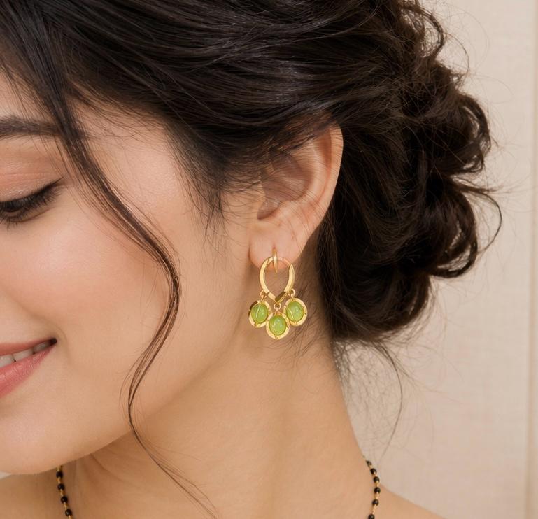 KRINIVA Lime Glow Crystal Hoop Earrings for Women