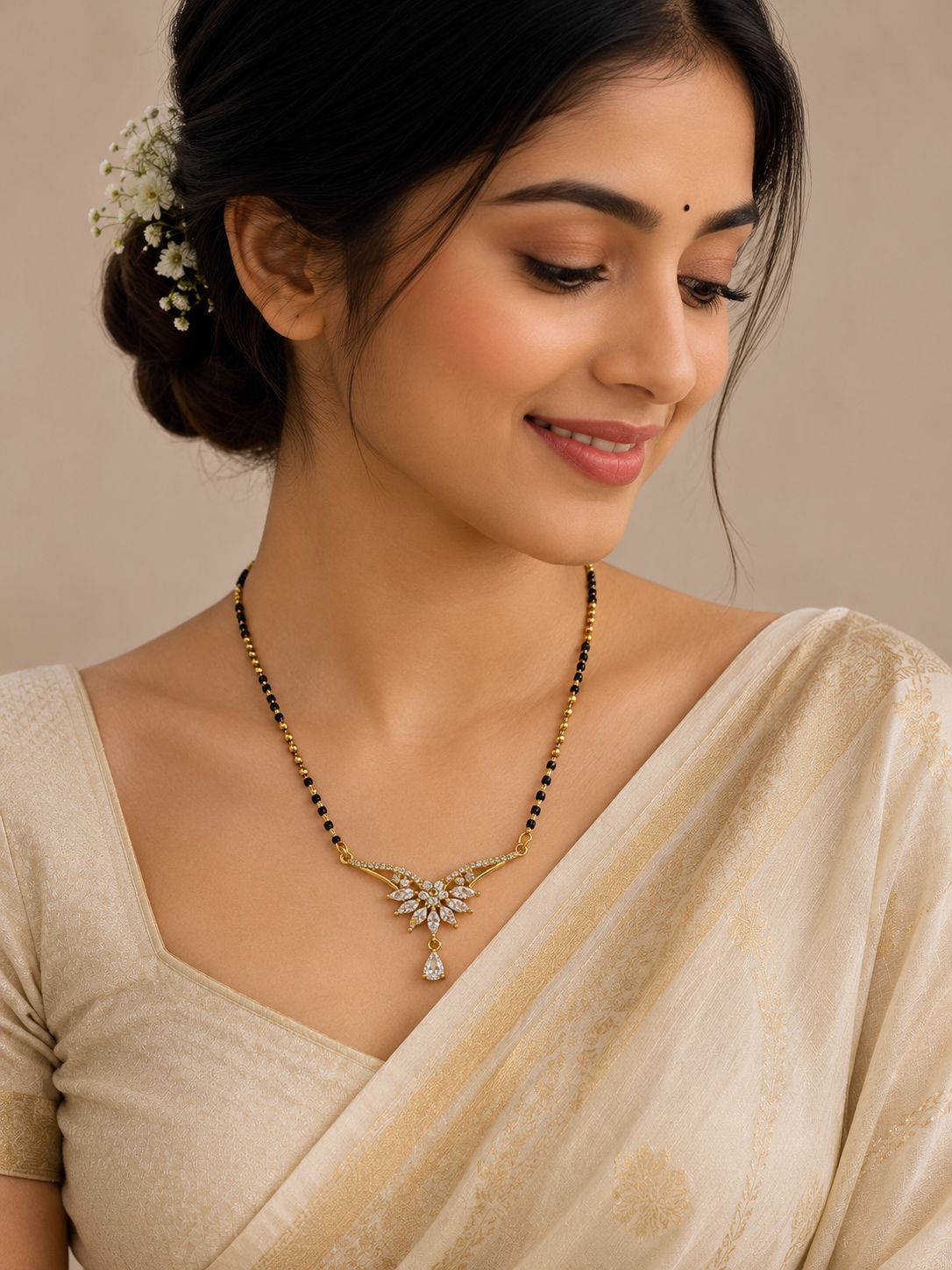 KRINIVA Diamond Bloom CZ Mangalsutra for Women