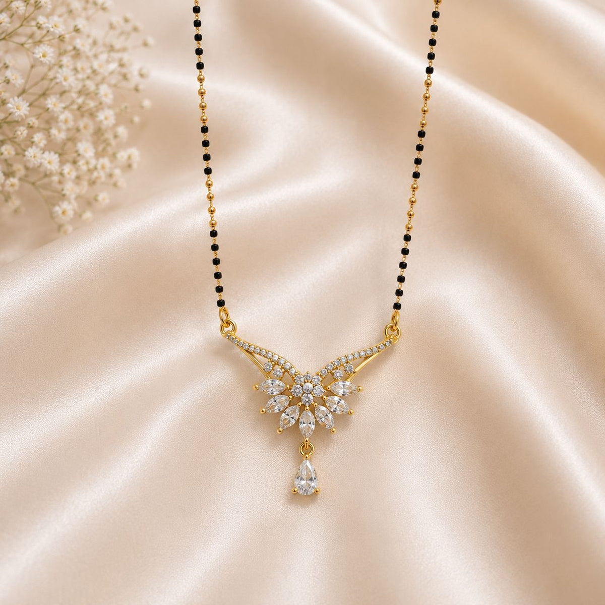 KRINIVA Diamond Bloom CZ Mangalsutra for Women
