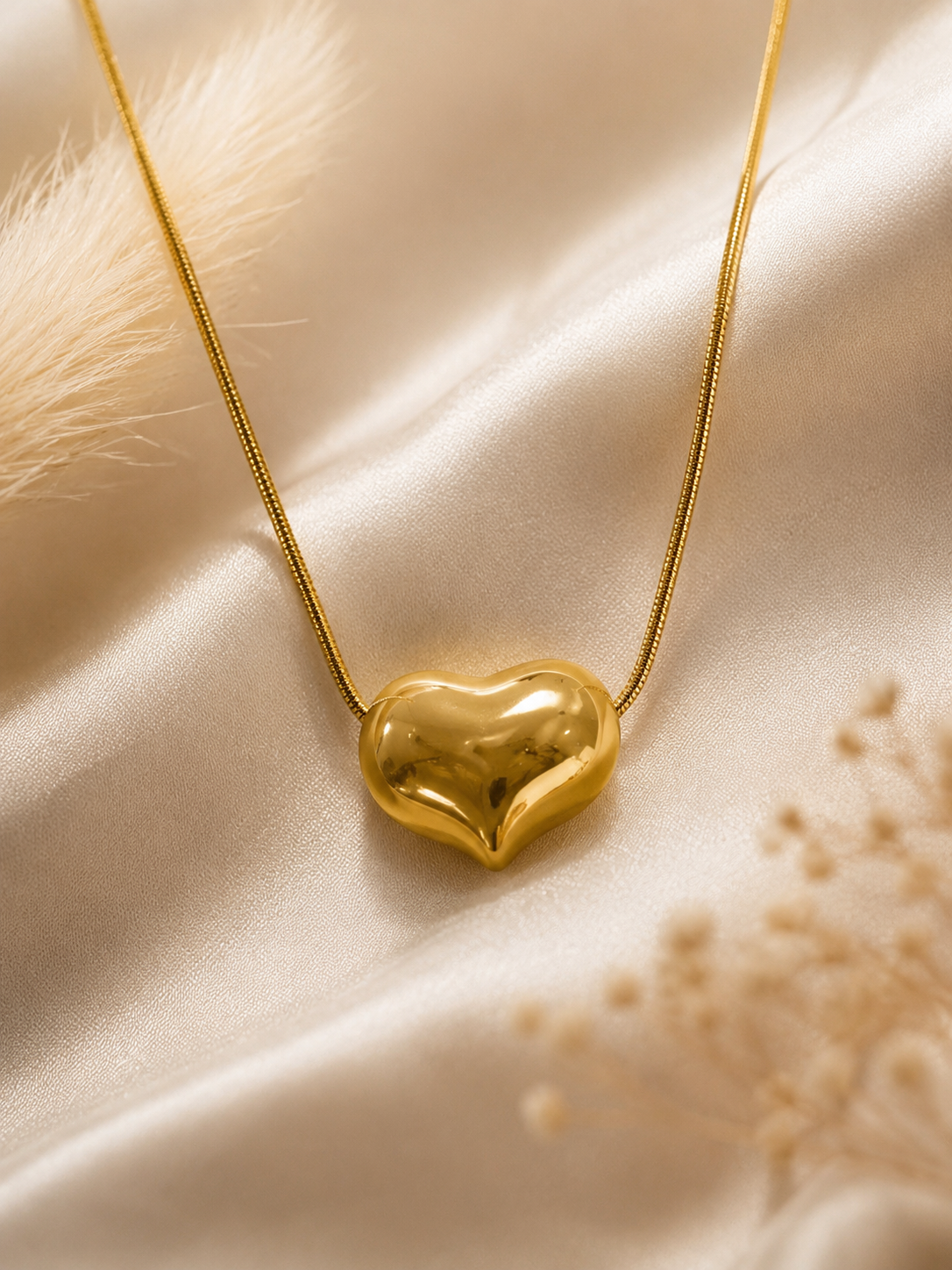 Luna Puff Heart Necklace