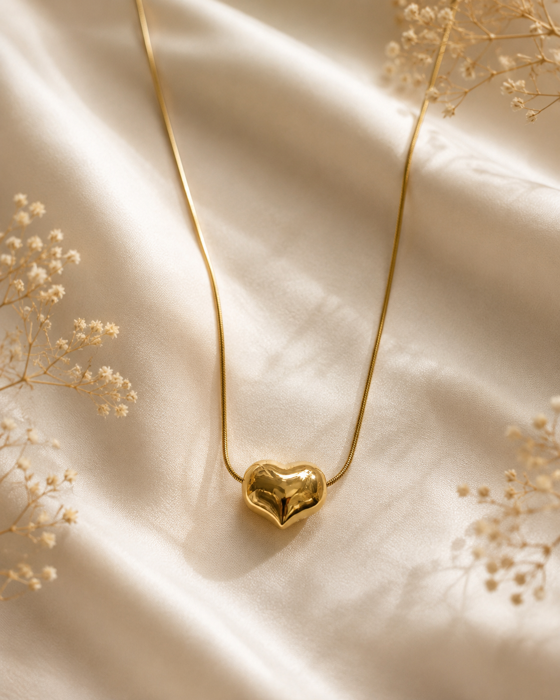 Luna Puff Heart Necklace