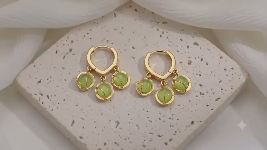 KRINIVA Lime Glow Crystal Hoop Earrings for Women